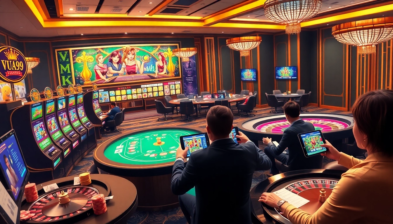 Experience thrilling gameplay at Vua99 with vibrant casino tables and inviting online interfaces.