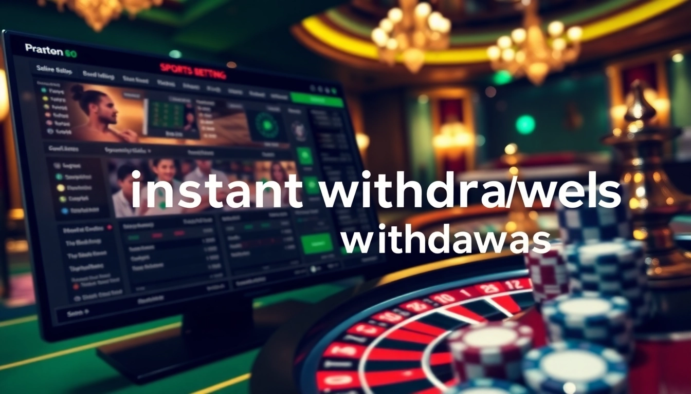 Visualize a site paris sportif retrait instantané with vibrant online betting interfaces and roulette wheels.
