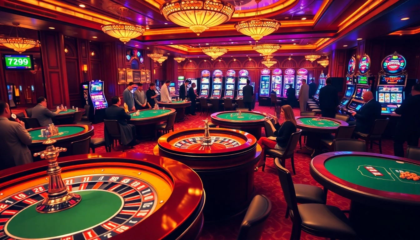 Gambling excitement at 789CLUB with vibrant casino tables and lively players.