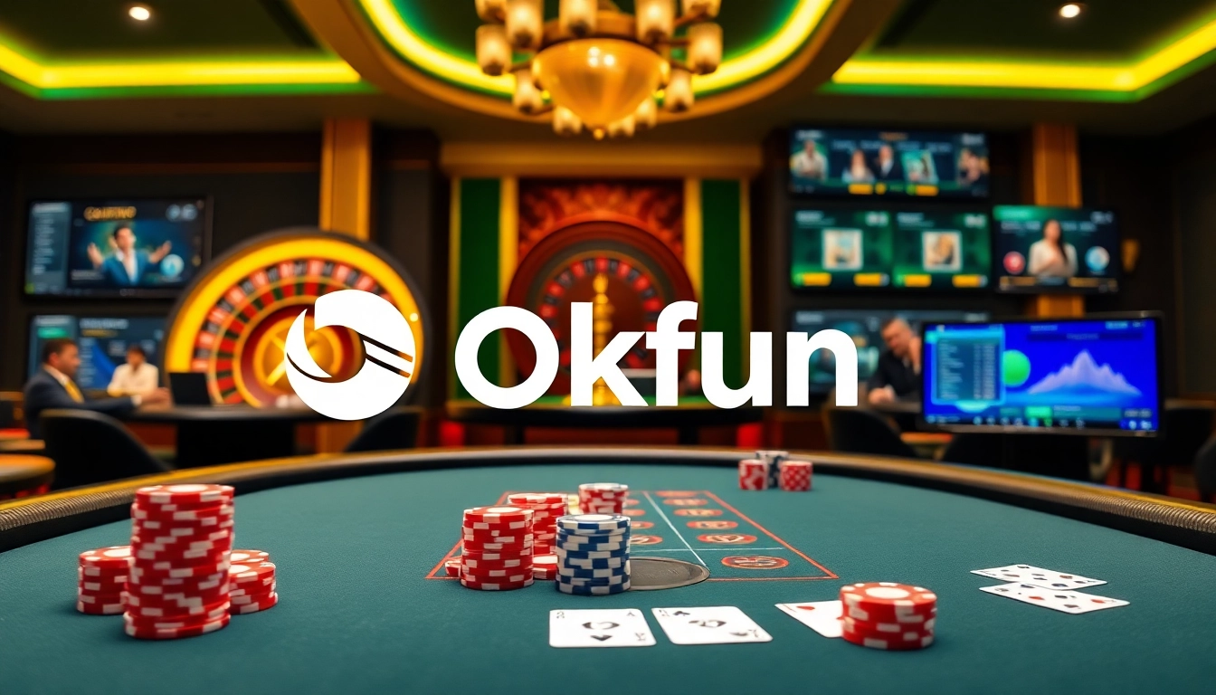 Explore the exciting world of gambling at Okfun with vibrant casino visuals and dynamic gaming experiences.