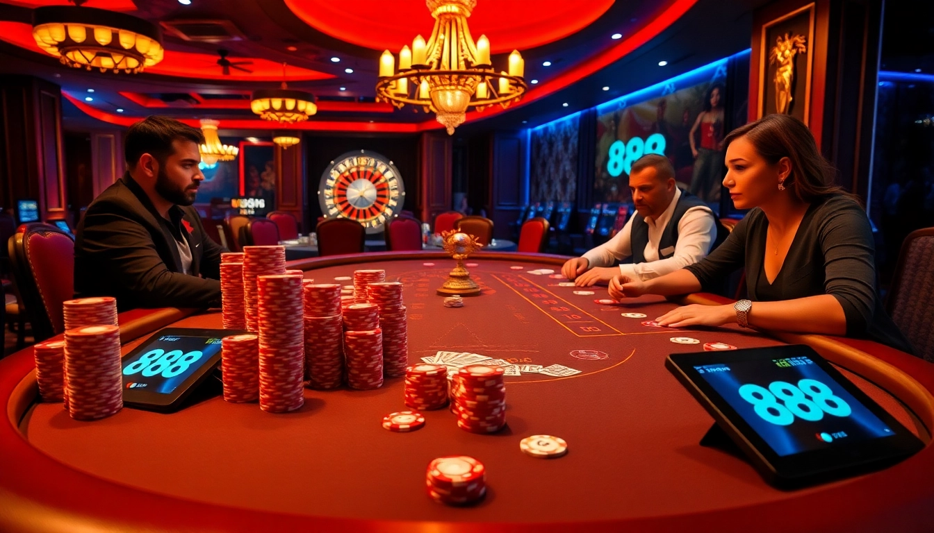 Experience luxury gameplay at u 888 casino tables showcasing poker, chips, and excitement.