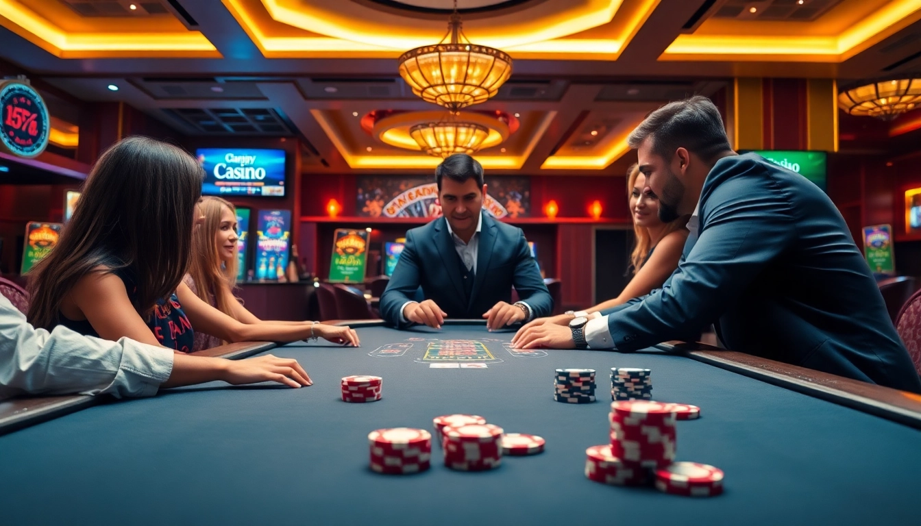 Jouer à des jeux de casino en ligne avec un croupier interagissant avec des joueurs.