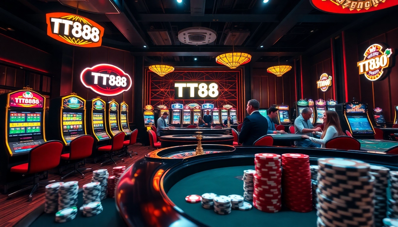 TT88 players enjoying an immersive casino experience with exciting games and vibrant slot machines.
