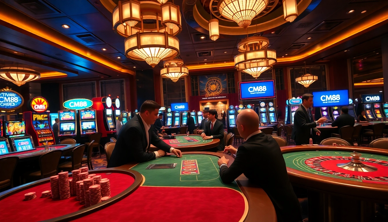 CM88 offers a thrilling casino experience with vibrant slot machines and elegant tables.