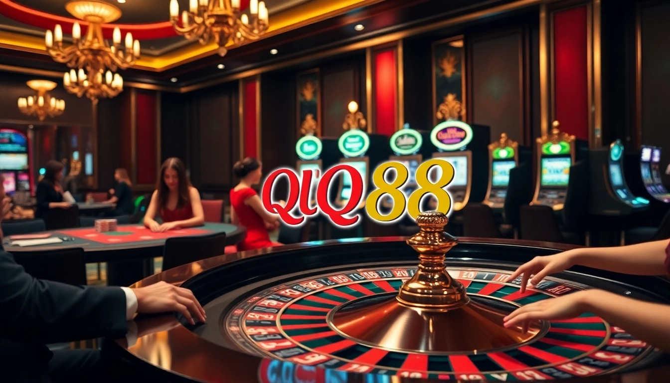 Players enjoying a thrilling gaming experience at QQ88 Casino's luxurious roulette table.