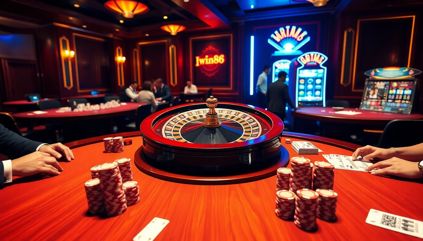 Experience high-stakes excitement at Iwin68 casino with dynamic gaming tables and vibrant atmosphere.